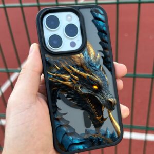 Чохол для iPhone Dragon Blue Gold